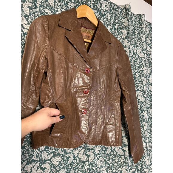 Vintage Brown Wilsons Leather 100% Leather Women's Fitted Maxima 1990s Y2K 1970s - Picture 9 of 16